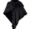 Clearance Damen Dreieck Rüschen Poncho, Schwarz Damen Ponchos