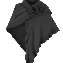 Hot Damen Dreieck Rüschen Poncho, Grau Damen Ponchos