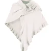 Online Damen Dreieck Rüschen Poncho, Natur Damen Ponchos