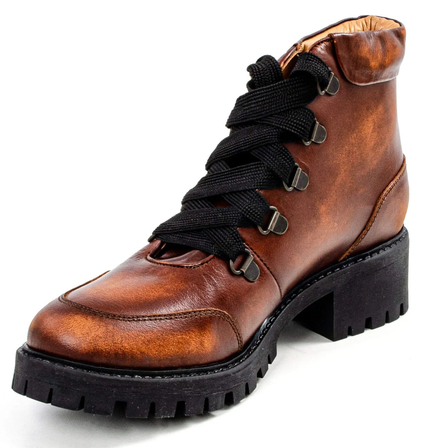 Cheap Damen Leder-Boots "606", Cognac Damen Schuhe & Socken