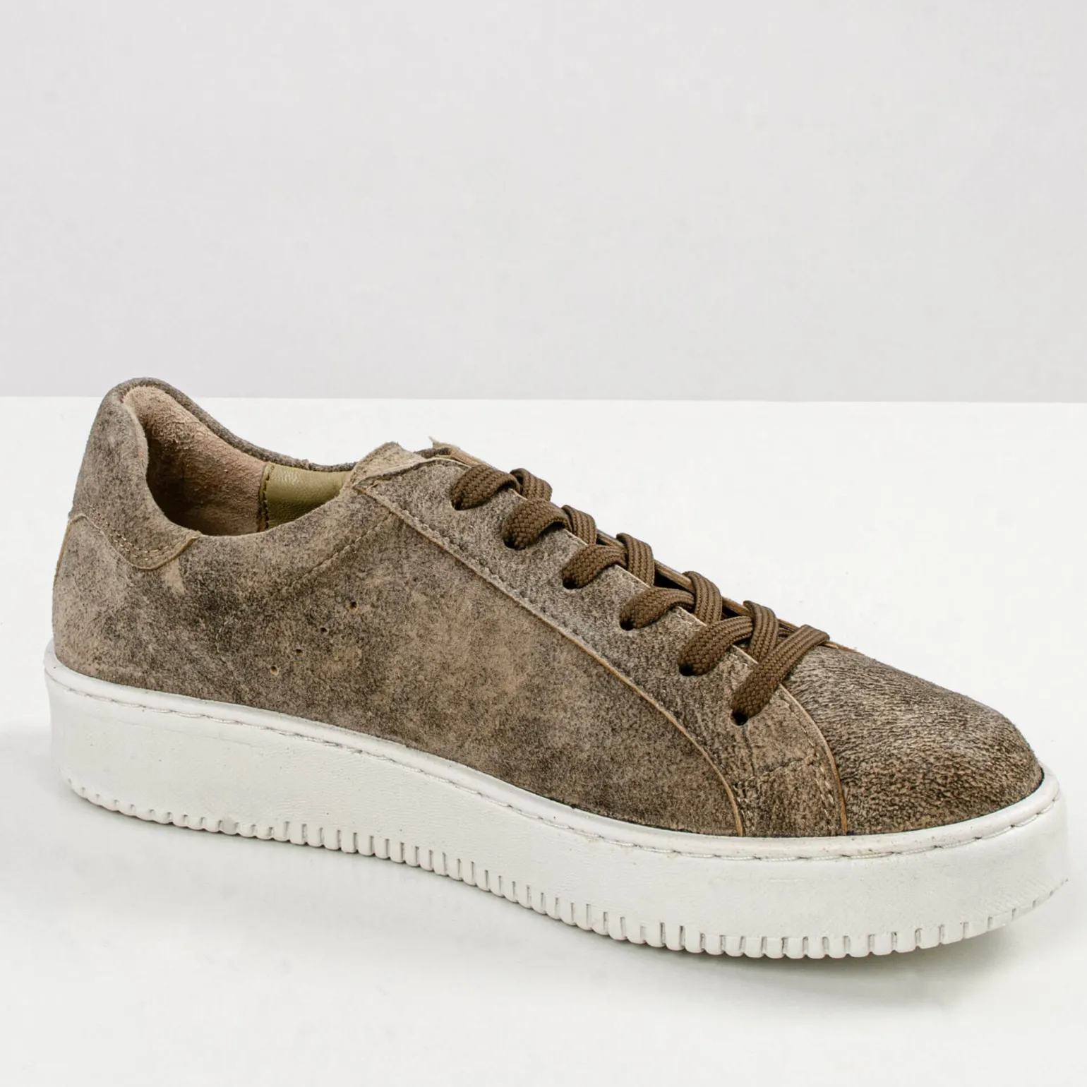 Hot Damen Leder-Sneaker "Sandy", Tabak Damen Schuhe & Socken