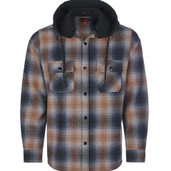 Sale Herren Flanellhemd "Karo", mit Kapuze, -Orange Herren Hemden