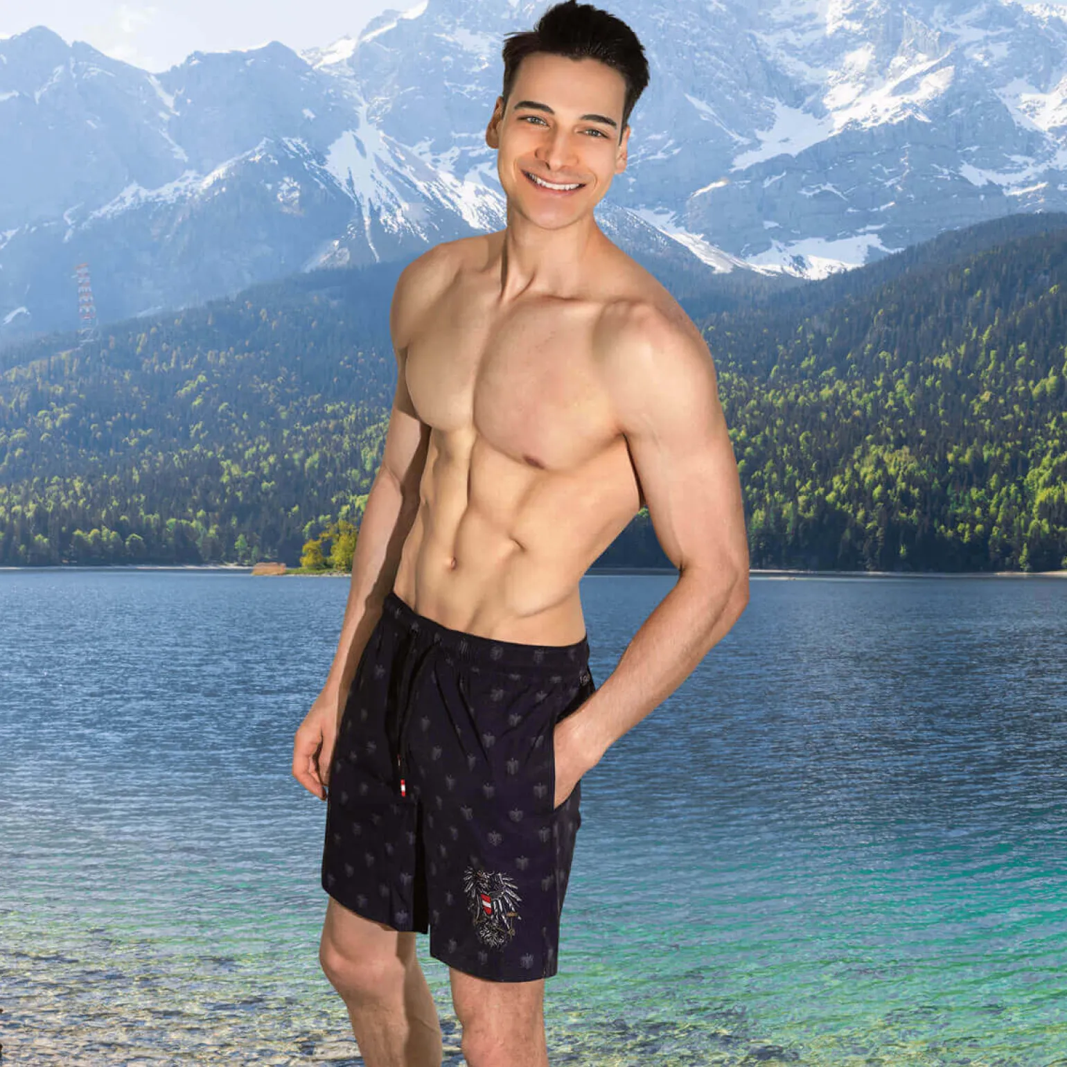 Best Sale Herren Trachten Badehose "Österreich", Herren Badehosen