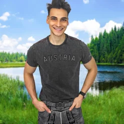 Fashion Herren T-Shirt "Austria Schriftzug", Dunkel Herren Shirts