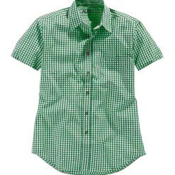 Fashion Kinder Hemd "Chiemgau", Kurzarm, Grün-Kariert Kinder Blusen & Hemden