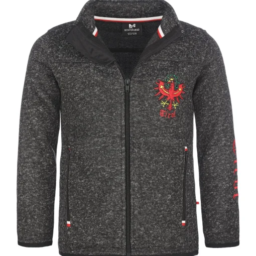 Cheap Kinder Strickfleece Jacke “Tirol”, Anthrazit Kinder Jacken & Anzüge